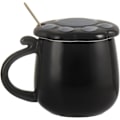 Miniatyrbillede 3 af 5: Krus Sød Keramisk Kaffekop med Dejligt Kattepote-låg Rustfri Stål Ske, Specielt Tekop Sæt 450ml/16oz (Sort)