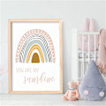 Miniatyrbilde 3 av 4: Sett med 3 plakater for barnerom, dekorasjon, regnbue skyer, bilder uten ramme 21x30cm