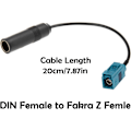 Miniatyrbilde 4 av 5: 2 stk Universal Bil Stereo FM AM Radio Antennekabel - Fakra Z Hann til Hunn til DIN Plugg Adapterkabel for Bil Audio CD Media Player