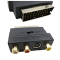 Pikkukuva 1 / 4: RGB Scart 21-pinninen uros - 3 RCA AV naaras -muunnin + videoadapteri (musta)