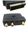 RGB Scart 21-bens stik til 3 RCA AV hun-konverter + videoadapter (sort)
