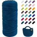 Miniatyrbilde 1 av 5: 400g Elastisk Stoff Garn til Strikking av T-skjorte, Tykt Heklegarn, til Hekling av Vesker/Kurver/Tepper, DIY Håndverk Jean Blue