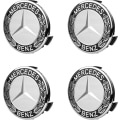 Miniatyrbilde 1 av 5: Navkapsler, 4 stk. Navkapsler 75mm Benz Biltilbehør med Logo, med Tre Fortykkede Spener for Benz Navkapsler