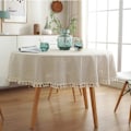 Miniatyrbillede 2 af 4: Rund Dug med Ensfarvet Kvast Duge Enkle Dug beige 100CM