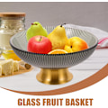 Miniatyrbild 5 av 5: Glasfruktfat med guldsockel, randig fruktkorg, köksbänksorganisatör, dekorativ sockelskål, 6 tum