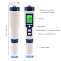 Miniatyrbillede 5 af 5: PH-meter, 5 i 1 PH/TDS/EC/ORP/Temp-meter, vandkvalitetsmonitor-tester til svømmebassiner, hydroponics, drikkevand, akvarier