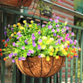 Miniatyrbild 3 av 5: 15 Buketter Konstgjorda Utomhusblommor Falska Plastgrönska UV-beständiga Buskar Växter för Inomhusvas Utomhus Hängande Växter