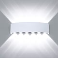 Miniatyrbillede 1 af 3: Vandtæt LED væglampe op og ned væglampe aluminium LED væglampe indendørs udendørs til badeværelse soveværelse gang stue veranda, 12W hvid
