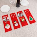 Miniatyrbillede 3 af 5: Sæt med 4 Julebestikposer - Rektangulært Filt Design, Køkkenbestikholder, Julebestikposer, Hjemmebord