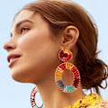 Miniatyrbilde 3 av 3: Statement Rattan Øredobber For Kvinner Drop Dangle Boho Øredobb