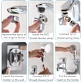 Miniatyrbild 4 av 5: Duschmunstycke Set för Diskbänk, 3 Lägen Badrum Duschmunstycke Handhållet Duschmunstycke med 3 Kranadaptrar, 1,5 Meter Vit