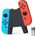 Miniatyrbild 1 av 5: Switch Joy-Con laddningsgrepp med 1200mAh batteri - Bärbar laddningslösning kompatibel med Nintendo Switch Controller JoyCons, 1M USB-C laddningskabel, Svart