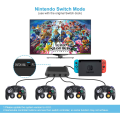 Pikkukuva 4 / 5: Gamecube-ohjainsovitin, Gamecube-ohjainsovitin Super Smash Bros -sovittimelle, jossa 4 porttia Wii U:lle, Nintendo Switchille ja USB-porteille PC:lle (musta)