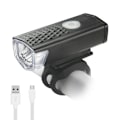 Miniatyrbillede 1 af 4: Sort USB genopladeligt cykellygtesæt Kraftige lumen forlygte og baglygte cykeltilbehør til natkørsel