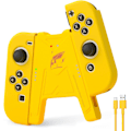 Pikkukuva 1 / 5: Switch Joy-Con -latauskahva 1200 mAh:n akulla - Kannettava latausratkaisu yhteensopiva Nintendo Switch -ohjaimen JoyConien kanssa, 1 m:n USB-C-latauskaapeli, keltainen