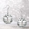 Pikkukuva 3 / 5: 1 pari (hopea) Uudet liioitellut metalliset suuret ympyrät Retro Disco Ball