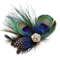 Miniatyrbillede 4 af 5: 2 stk. Mode Peacock Fjer Hårklip Hårnål Aften