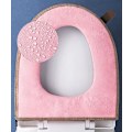 Miniatyrbillede 4 af 5: 2-pak Bløde Tykke Toiletsædebetræk - Pink med Toiletsædehåndtag - Vaskbare - Passer til Alle Ovale Toiletsæder