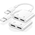 Miniatyrbild 1 av 7: 2-pack iPhone Lightning till 2 Lightning-adapter, Dubbel Lightning A