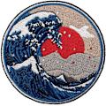 Miniatyrbillede 1 af 5: Broderet mærke i form af den store bølge ud for Kanagawa