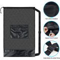 Miniatyrbillede 1 af 5: 1 Sort Oversized Drawstring Mesh Taske, Vandafvisende Opbevaring