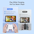 Miniatyrbild 2 av 5: Switch Joy-Con laddningsgrepp med 1200mAh batteri - bärbar laddningslösning kompatibel med Nintendo Switch Controller JoyCons, 1M USB-C laddningskabel, vit