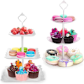 Miniatyrbillede 1 af 5: 1 sæt kagefad display stativ, multi-lags kagefad, kagefad, cupcake stativ, muffin wienerbrød frugtstativ til fest, fødselsdag, bryllup, jul