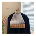 Miniatyrbilde 3 av 5: Bærbar piknikkurv, kurvvev Tote Canvas Bag med to