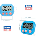 Miniatyrbillede 2 af 5: Magnetisk køkkenur med stort LCD-display, timere til madlavning, studier, høj alarm og nedtælling