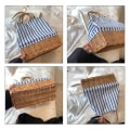 Miniatyrbilde 5 av 5: Bærbar piknikkurv, kurvvev Tote Canvas Bag med to