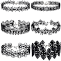 Miniatyrbillede 1 af 5: Sort Blondering 6 stk Sort Rustfrit Stål Choker Halskæder til Kvinder
