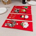Miniatyrbild 4 av 5: Set med 4 Julbestickfickor - Rektangulär Filtdesign, Bestickhållare för Köket, Julbestickfickor, Heminredning