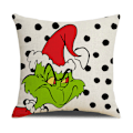 Miniatyrbild 3 av 5: Jul Kuddfodral 45x45cm Set om 4 - Grinch Fyrkantigt Örngott Kuddfodral Skydd för Soffa Sovrum