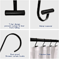 Miniatyrbillede 3 af 5: 4 sorte metal shower curtain kroge, rustfri bruseforhæng