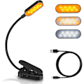 Pikkukuva 1 / 5: Dww-Lukuvalaisin 16 LED Kirjanvalaisin Leikattava Lamppu Ladattava USB 9 Kirkkaustilaa ja 3 Värilämpötilaa, 360Asteinen Joustava Pihtilamppu Sänkyyn,