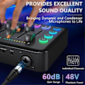 Miniatyrbillede 4 af 5: CASA Gaming Lydmixer, Streaming RGB PC Mixer med XLR-mikrofoninterface, Volume Fader, 48V Fantomstrøm{SL}