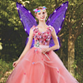 Miniatyrbillede 6 af 8: Glitrende fevinger til voksne, LED-pandebånd og tryllestave til karneval og temafester, guldsmed lilla, guldsmed lilla Dragonfly purple Parent