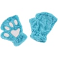 Miniatyrbillede 2 af 4: 1 Par Kvinder Piger Fluffy Imitation Bear Cat Paw Claw Halv Finger Handsker Plys Mitten Vinter Varme Fingerløse Handsker