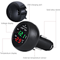 Miniatyrbillede 2 af 5: 12-24 V biloplader med USB-port/voltmeter/termometer til biler (grøn + rød)