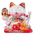 Pikkukuva 1 / 5: Tuuman Keraaminen Heiluva Kissa Maneki Neko Koriste Feng Shui Sisustus Heiluva Onnenkissa, b