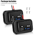 Pikkukuva 3 / 5: 2 kpl 12v/24v Caravan USB-pistorasia, Dual Pd3.0 Type-c (usb C) & Pikalataus Qc3.0 Usb-a Portti Paneliin Asennettava C