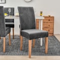 Miniatyrbillede 4 af 5: Sæt med 4 strækbare stolebetræk til spisestuestole, strækbart spandex med elastiske betræk, store fløjlsbetræk til spisestuestole (mørkegrå){EE}