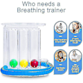 Miniatyrbild 3 av 5: Andningsövningstränare Hemma Andningsövning, 3-Boll Djup Andningstränare Lungtränare Incentive Spirometer Spirometrismätningssystem (A)