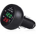 Miniatyrbillede 1 af 5: 12-24 V biloplader med USB-port/voltmeter/termometer til biler (grøn + rød)