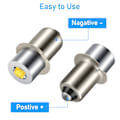 Miniatyrbillede 4 af 5: 2 stk. P13.5S DC6V-24V LED Opgraderingspærer Hvide Maglite Celle Lommelygter 6500K 3W{EE}