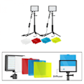 Pikkukuva 4 / 5: Säädettävä LED-paneeli USB-videovalo 5600K 2 LED-valon sarja jalustalla ja värillisillä suodattimilla, sopii valokuvamuotokuviin Youtube-videoihin{sl}