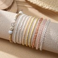 Miniatyrbild 4 av 4: Pärl armband för kvinnor Stapelbara pärlor Sommar Regnbåge Stack Boho Stretch Handgjorda Kristall Elastiska Färgglada Små Pärlor Bulk Armband Kvinnor