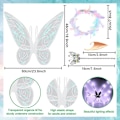 Miniatyrbillede 2 af 7: Glitrende fe-vinger til voksne, LED-pandebånd og stjerner til karnevalsfester Dragonfly white Dragonfly white