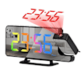 Miniatyrbild 1 av 5: Projektionsväckarklocka för sovrum, 7,3 tum LED-spegel digital väckarklocka med 180° projektor för sovrum, svart