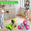 Miniatyrbillede 3 af 6: Fjernstyret Bil - RC Billegetøj til Drenge - 4WD 2.4Ghz Dobbeltsidet 360° Roterende RC Biler, Fødselsdagsgaver til Børn i Alderen 6 7 8-12 - Grøn{EE}